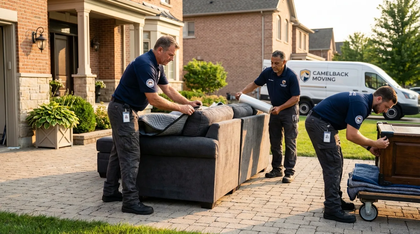 Large estate moving crew wrapping furniture in Bonita Springs, FL