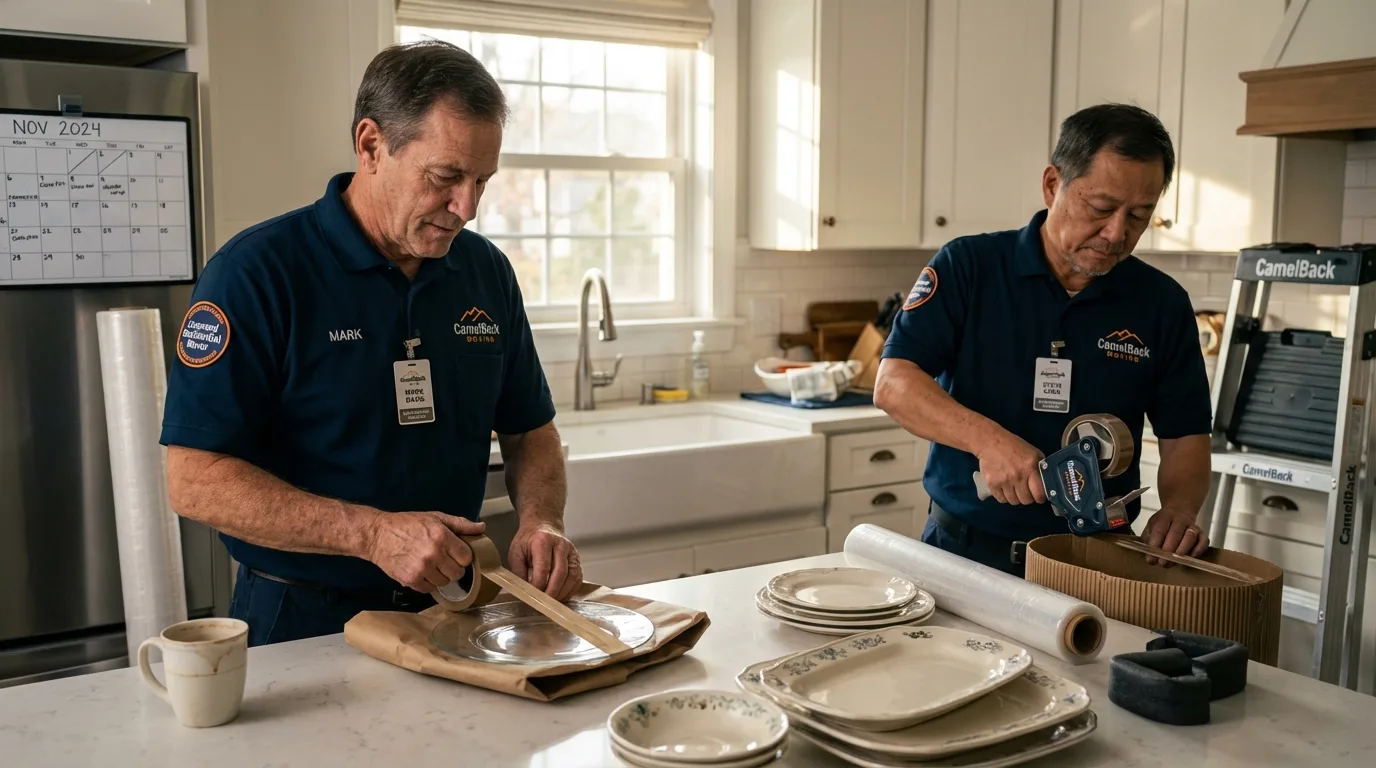Professional crew packing kitchen dishware in Bonita Springs, FL